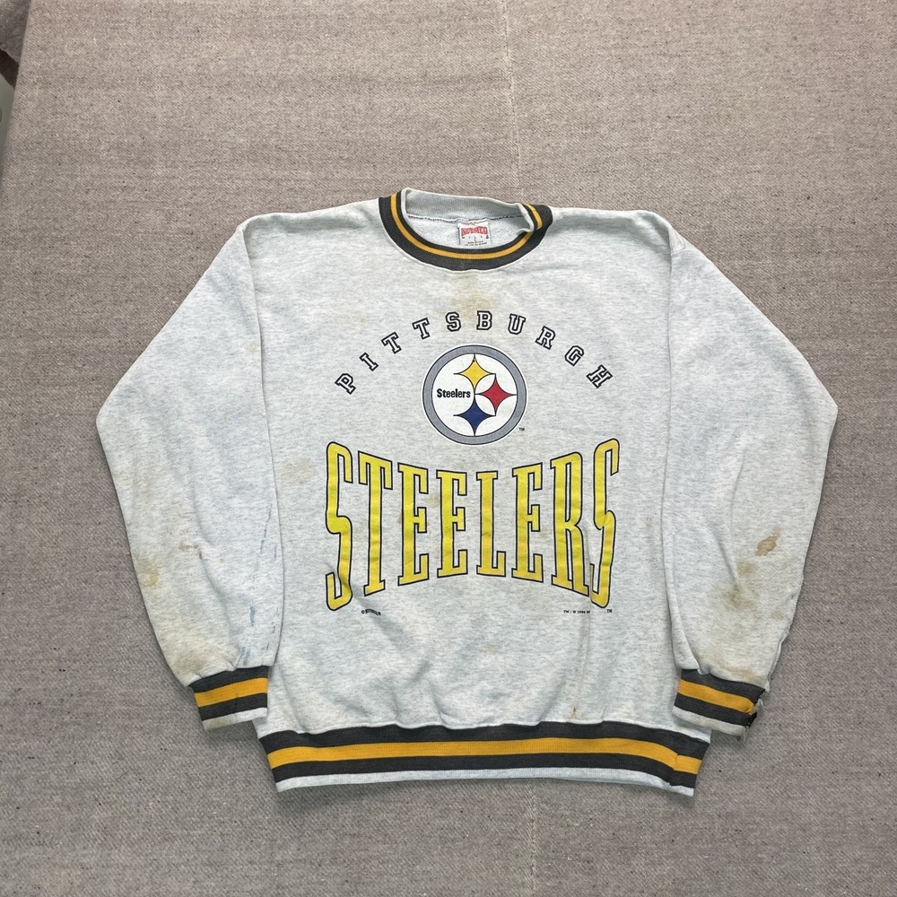 Vintage Pittsburgh Steelers‎ sweatshirt mens Large gray 1990s NUTMEG LEE NFL USA